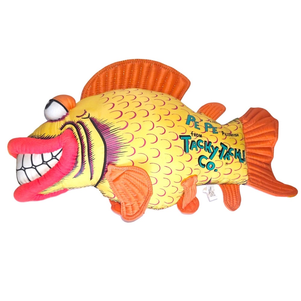 VTG 1996 Tacky Tackle Co Pepe the Pillowfish Plush Yellow Orange Novelty Fish